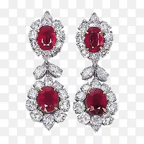 产品实物双红宝石碎钻耳钉-空若网 产品实物双红宝石碎钻耳钉-空若网