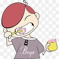 卡通刷牙的男孩矢量插画-空若网 卡通刷牙的男孩矢量插画-空若网