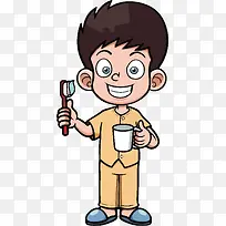 卡通刷牙的男孩矢量-空若网 卡通刷牙的男孩矢量-空若网