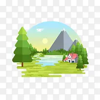 自然风光插画素材-空若网 自然风光插画素材-空若网