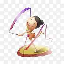 跳健美操的卡通女孩-空若网 跳健美操的卡通女孩-空若网