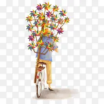 卡通卖风车小贩插画-空若网 卡通卖风车小贩插画-空若网