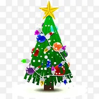 挂满饰品绿色圣诞树矢量图-空若网 挂满饰品绿色圣诞树矢量图-空若网