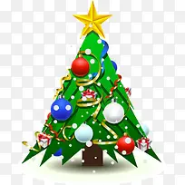 挂满饰品绿色圣诞树矢量图-空若网 挂满饰品绿色圣诞树矢量图-空若网