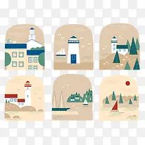 海边场景插画素材-空若网 海边场景插画素材-空若网