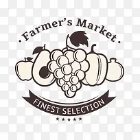 水果蔬菜标签 黑白扁平-空若网 水果蔬菜标签 黑白扁平-空若网