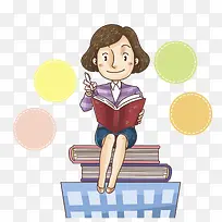 坐在书上的女孩-空若网 坐在书上的女孩-空若网