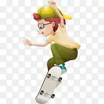 卡通滑板少年矢量素材-空若网 卡通滑板少年矢量素材-空若网