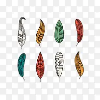 8个多彩羽毛矢量素材-空若网 8个多彩羽毛矢量素材-空若网