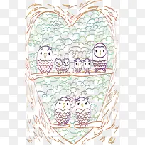 手绘卡通猫头鹰背景-空若网 手绘卡通猫头鹰背景-空若网