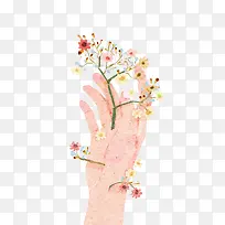 创意手绘手拿鲜花-空若网 创意手绘手拿鲜花-空若网