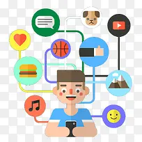 网络社交生活插画-空若网 网络社交生活插画-空若网