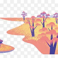 矢量粉色清新风景-空若网 矢量粉色清新风景-空若网