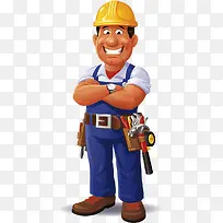 卡通人物双手抱胸的维修工人-空若网 卡通人物双手抱胸的维修工人-空若网