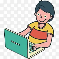 男孩玩电脑-空若网 男孩玩电脑-空若网