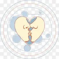 矢量波点接吻爱心装饰-空若网 矢量波点接吻爱心装饰-空若网