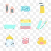 矢量洗澡元素-空若网 矢量洗澡元素-空若网