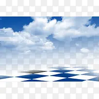 蓝色格子地板空间背景-空若网 蓝色格子地板空间背景-空若网