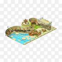 卡通手绘游泳池-空若网 卡通手绘游泳池-空若网