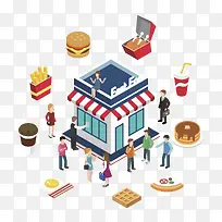 快餐店门口的白领男女-空若网 快餐店门口的白领男女-空若网