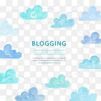 水彩云朵背景矢量素材-空若网 水彩云朵背景矢量素材-空若网