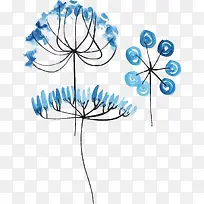 蓝色水彩蒲公英-空若网 蓝色水彩蒲公英-空若网