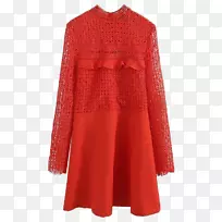 连衣裙袖上衣顶部毛衣-红色花边-空若网 连衣裙袖上衣顶部毛衣-红色花边-空若网