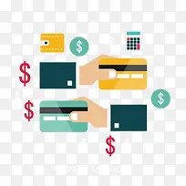 手绘支付卡扁平化矢量素材-空若网 手绘支付卡扁平化矢量素材-空若网