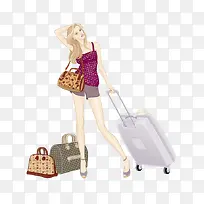 提着行李箱的时尚女孩-空若网 提着行李箱的时尚女孩-空若网