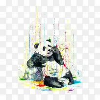 水彩元素与大熊猫-空若网 水彩元素与大熊猫-空若网