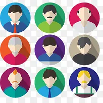 9款扁平化男子头像矢量素材-空若网 9款扁平化男子头像矢量素材-空若网