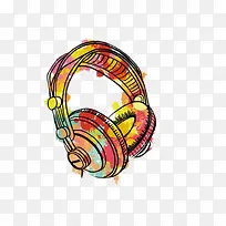 水彩手绘卡通耳机-空若网 水彩手绘卡通耳机-空若网