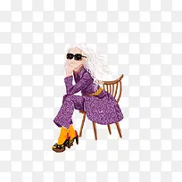 卡通时尚老人-空若网 卡通时尚老人-空若网