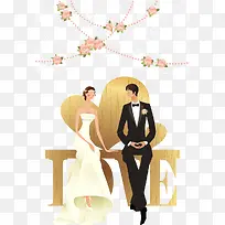 幸福情侣婚纱照矢量素材-空若网 幸福情侣婚纱照矢量素材-空若网