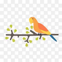 卡通小鸟站在树枝上-空若网 卡通小鸟站在树枝上-空若网