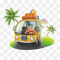 手绘开心自驾游人物卡车-空若网 手绘开心自驾游人物卡车-空若网