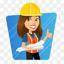 卡通手绘戴安全帽工程师美女-空若网 卡通手绘戴安全帽工程师美女-空若网