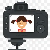 手绘相机里的小女孩-空若网 手绘相机里的小女孩-空若网