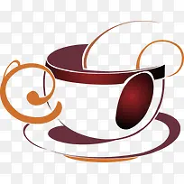 手绘褐色白色咖啡盘子杯子-空若网 手绘褐色白色咖啡盘子杯子-空若网