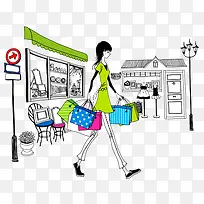 女生在街上购物-空若网 女生在街上购物-空若网