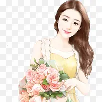 手捧花手绘美少女-空若网 手捧花手绘美少女-空若网