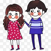 卡通手牵手的情侣免抠图-空若网 卡通手牵手的情侣免抠图-空若网