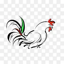 手绘彩色线条公鸡-空若网 手绘彩色线条公鸡-空若网