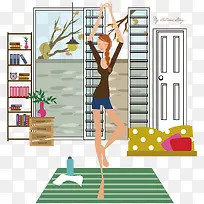 矢量手绘瑜伽美女素材-空若网 矢量手绘瑜伽美女素材-空若网