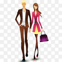 逛街情侣插画-空若网 逛街情侣插画-空若网