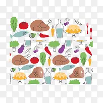 彩绘餐厅元素矢量图-空若网 彩绘餐厅元素矢量图-空若网