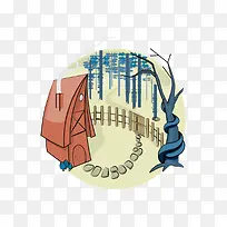 矢量插画扁平场景院子-空若网 矢量插画扁平场景院子-空若网