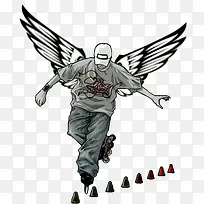 翅膀棒球帽轮滑少年-空若网 翅膀棒球帽轮滑少年-空若网