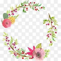 水彩秋季花卉圈-空若网 水彩秋季花卉圈-空若网