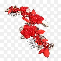 凡高新娘头饰中式红色头花-空若网 凡高新娘头饰中式红色头花-空若网